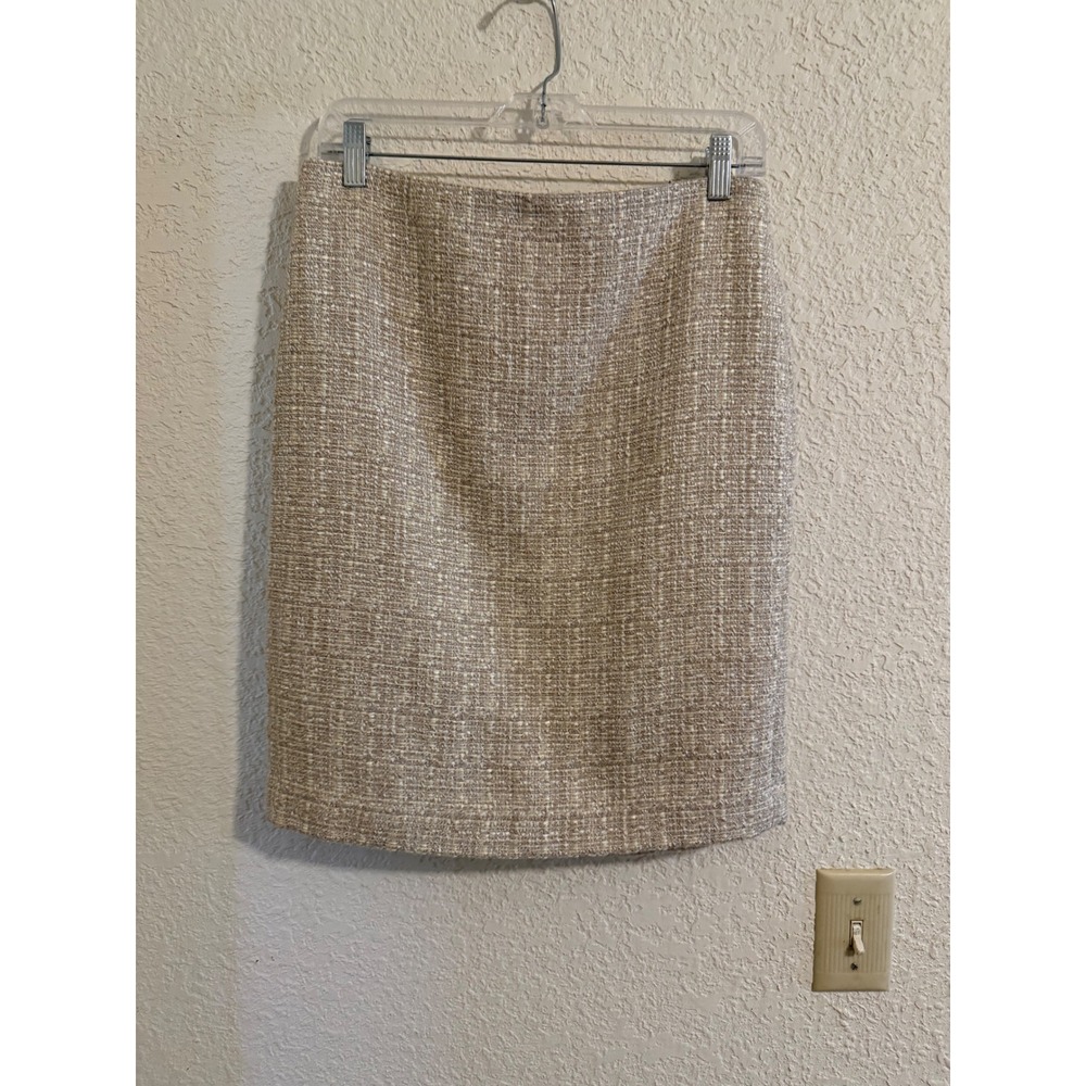 Talbots Petites Beige Tweed Pencil Skirt Size 8P Neutral Textured‎ Business Wear